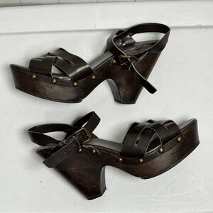 Mossimo Studded Chunky Platform Buckle Sandals 4.5" Heels Boho Strappy Y2K 8.5